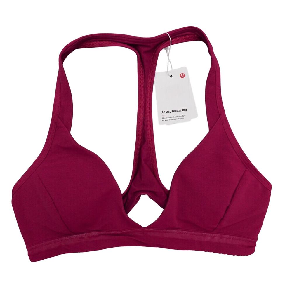 Lululemon All Day Breeze Bra Size 4 A/B MGPR Magenta Purple Removable Cups